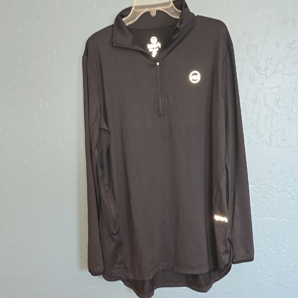 Men's Black Quarter-Zip Pullover with Subtle Logo